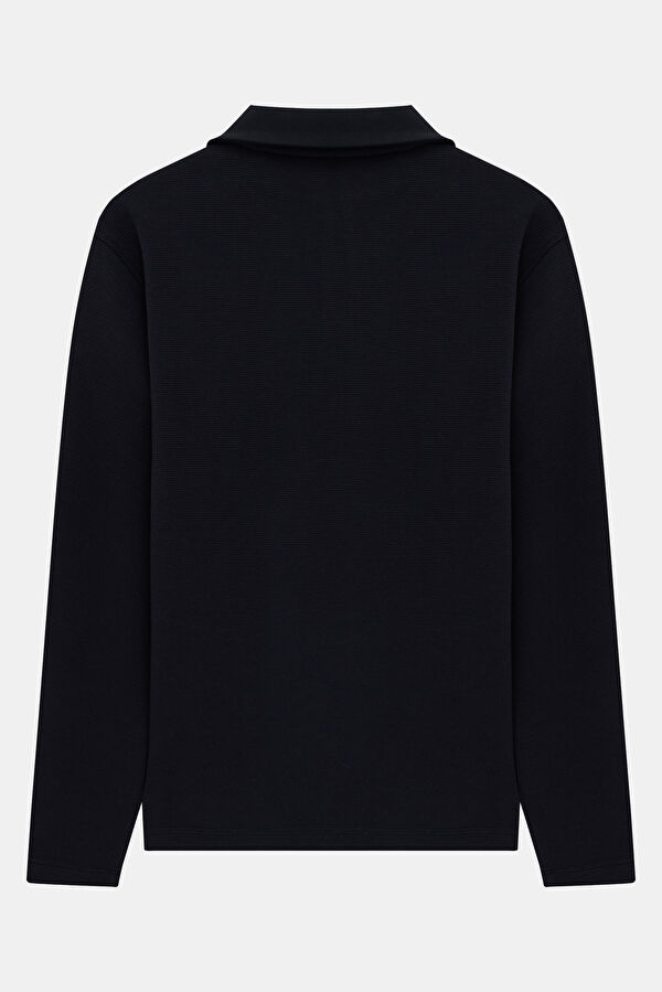 Siyah Relax Kalıp Dik Yaka Erkek Sweatshirt 5