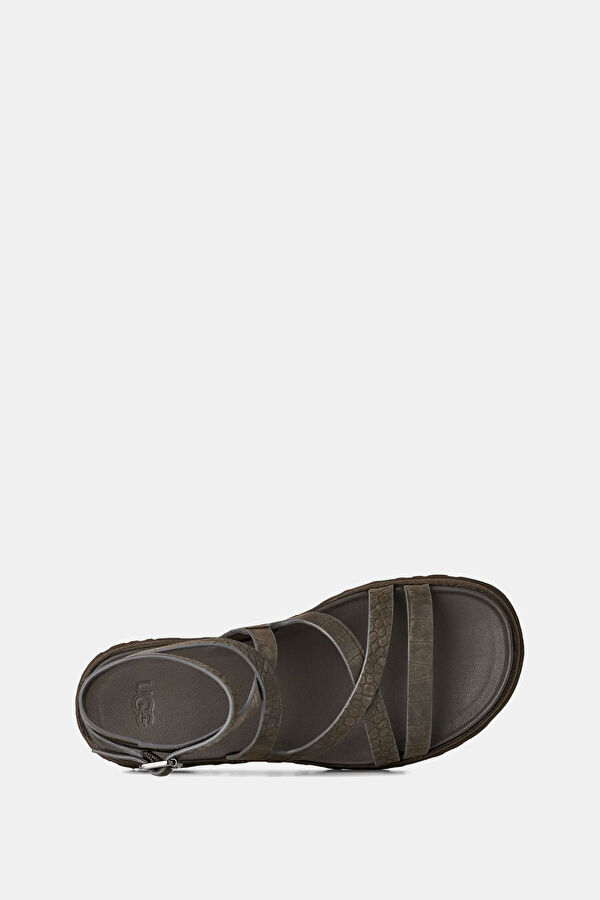 Goldengaze Embossed Ankle Wrap Khaki Women's Sandals 5