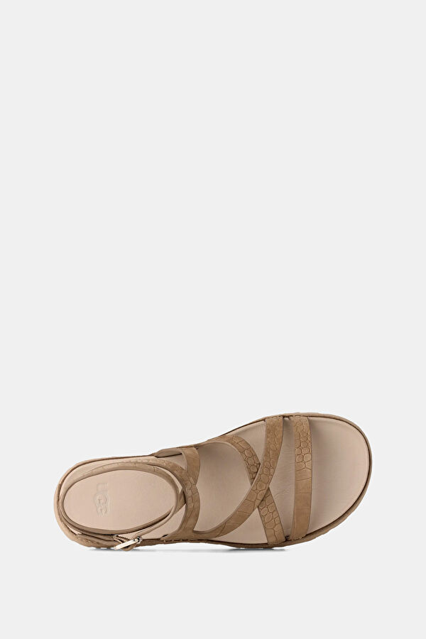 GoldenGaze Embossed Ankle Wrap Açık Bej Kadın Sandalet 6
