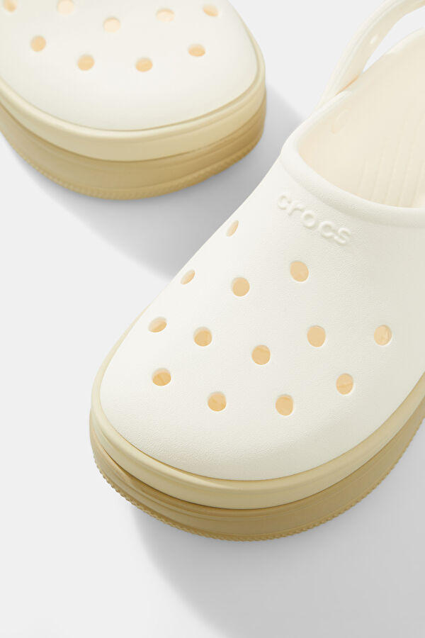 Classic Stacked Clog White Women's Slippers 4