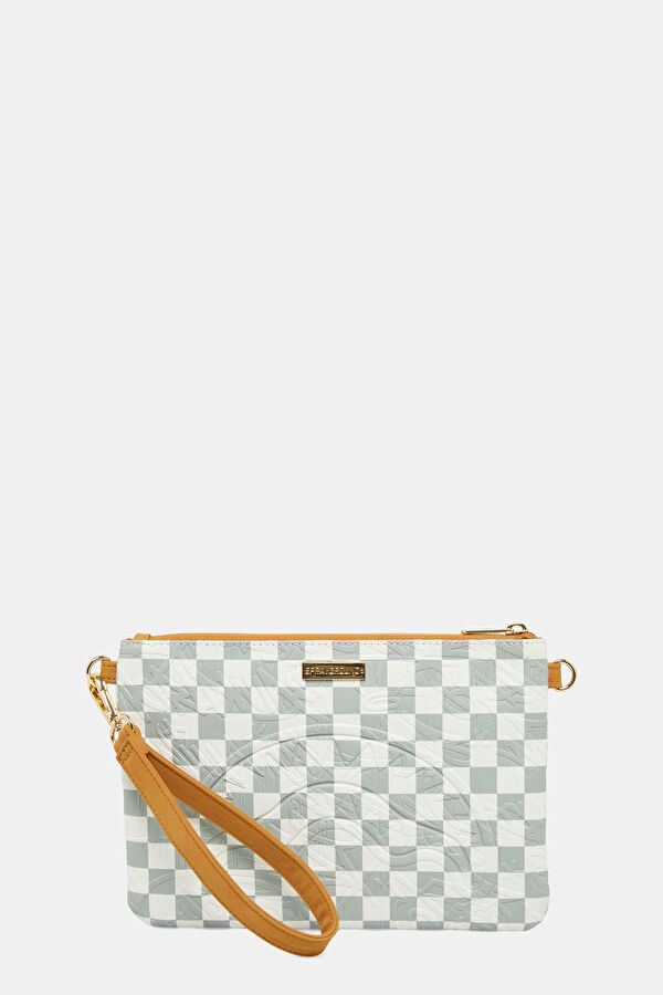Graff Embossed Cream Check Gri Çanta 2