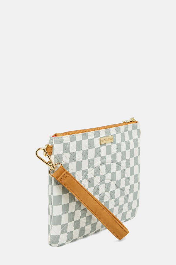 Graff Embossed Cream Check Gri Çanta 3