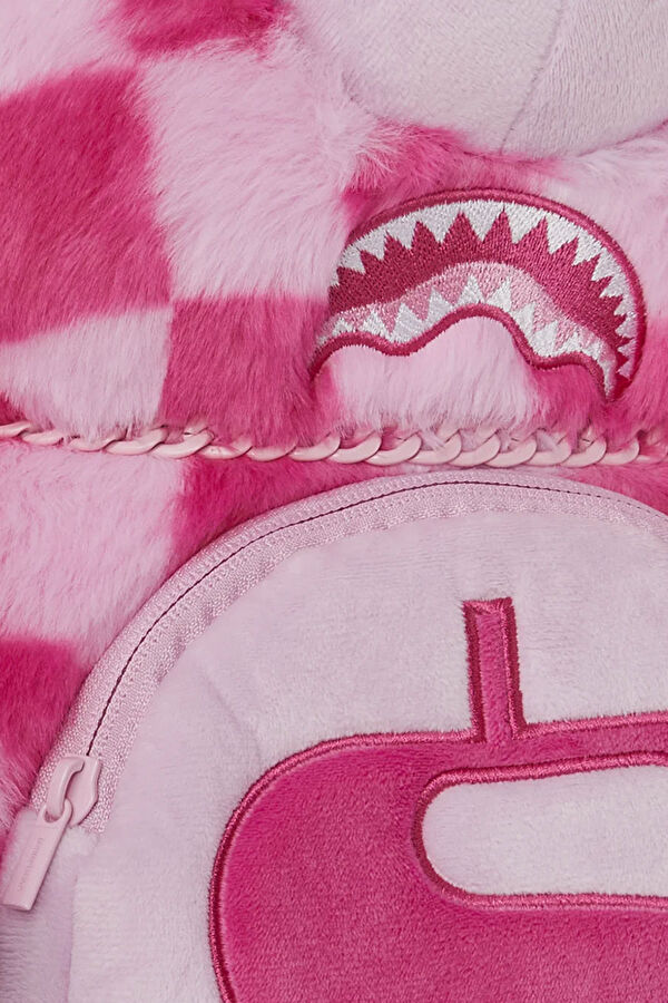 Pink Fur Check Moneybear Pembe Çanta 5