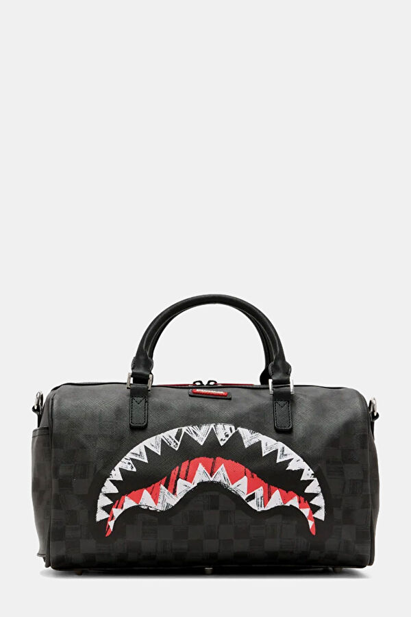 Scribble Shark Mini Duffle Black Bag
