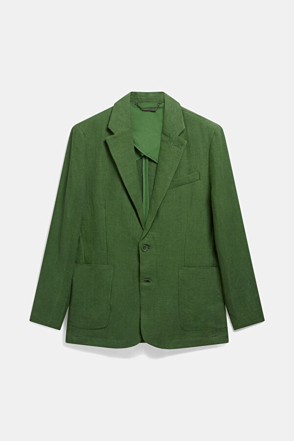 Green Buttoned Lyocell Cotton Men's Jacket
