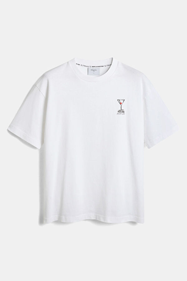 Relax Fit White Crew Neck Printed Men's T-Shirt