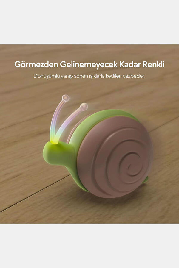 Kahverengi Şarjlı Akıllı İneraktif Kedi Salyangoz Oyuncağı 7x5x5.8 cm 3