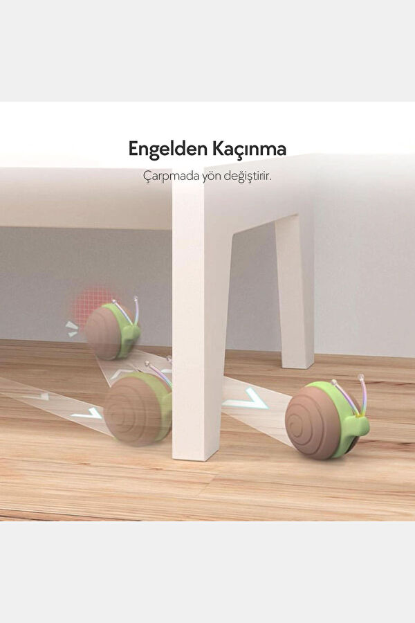 Kahverengi Şarjlı Akıllı İneraktif Kedi Salyangoz Oyuncağı 7x5x5.8 cm 4