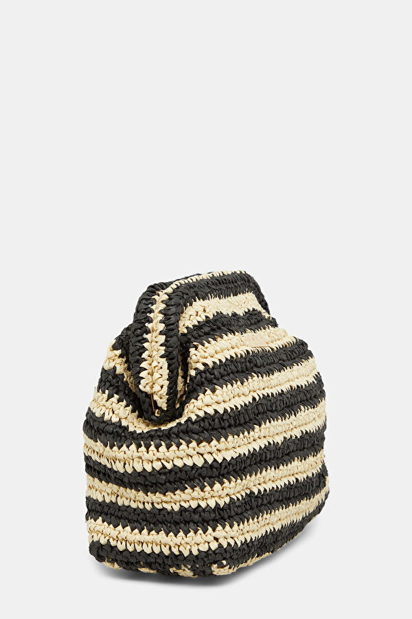 Raffia Stripe Pouch Beige Raffia Bag 3