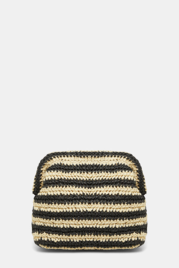 Raffia Stripe Pouch Beige Raffia Bag 4