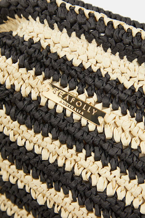 Raffia Stripe Pouch Beige Raffia Bag 5
