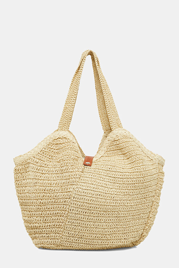 Mirage Woven Tote Bej Rafya Çanta