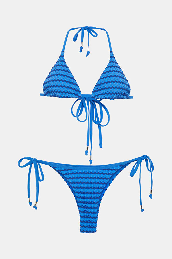 Saks Desenli Kadın Bikini