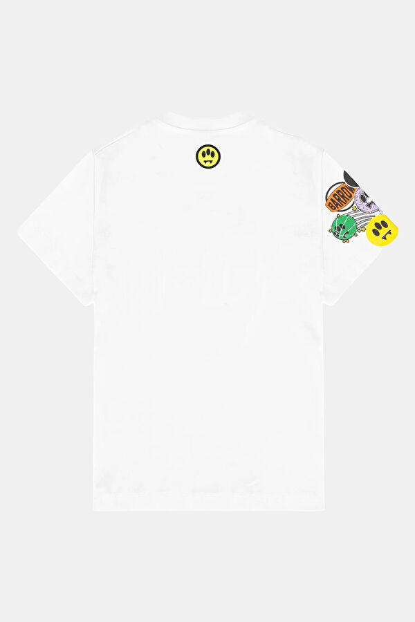 Beyaz Bisiklet Yaka Desenli Çocuk T-Shirt 2