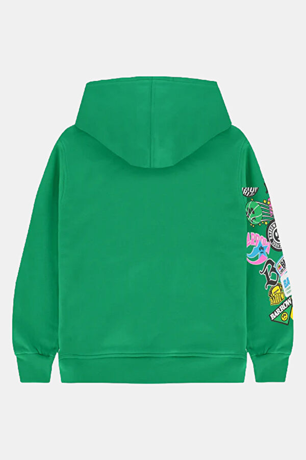 Yeşil Kapuşonlu Çocuk Sweatshirt 2