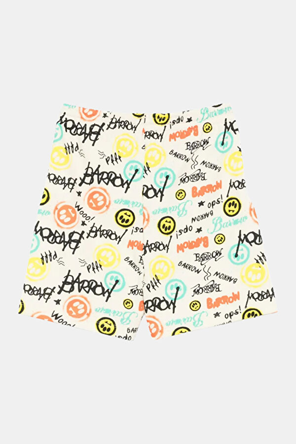 Cream Patterned Kids Shorts 2