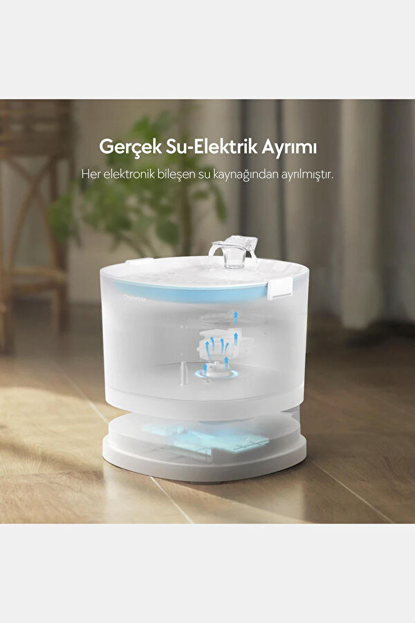 E1 Plastik Hazneli Otomatik Kedi Su Pınarı 22x20x18, 2 Litre 4