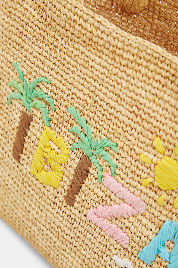 Raffia Beach Mid Beige Bag 5