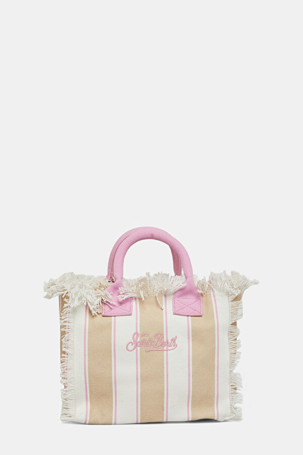 Beige Striped Patterned Bag 4