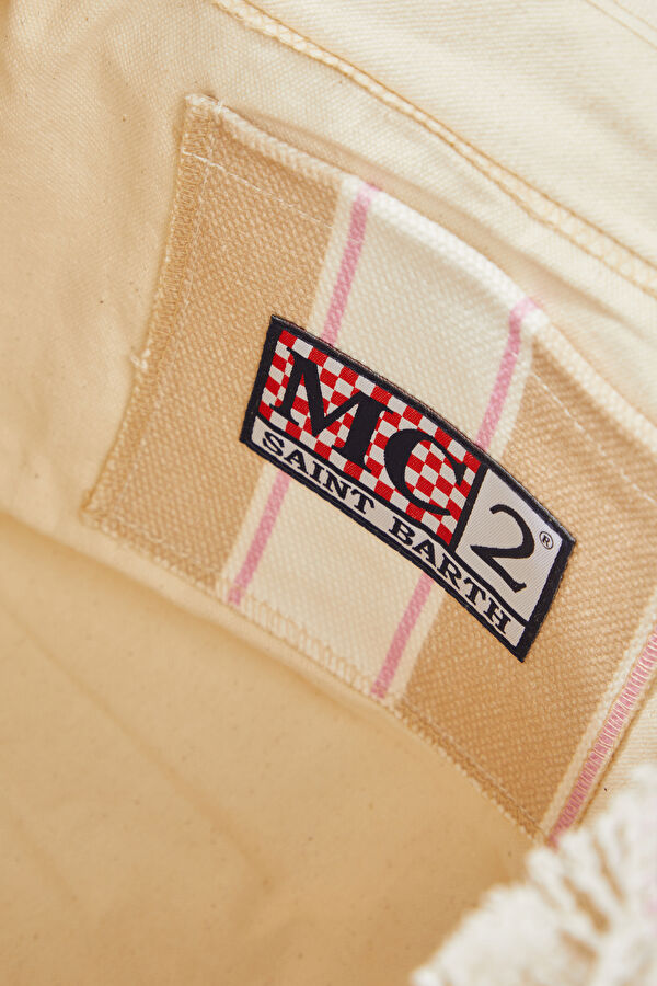 Beige Striped Patterned Bag 6