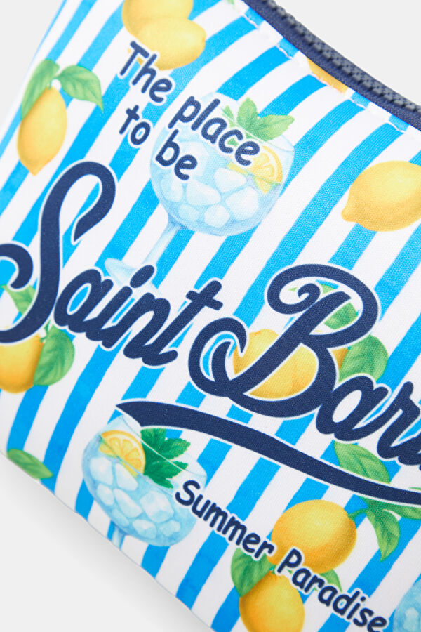 Aline Gin Tonic Lemon Stripes Mavi Desenli Çanta 4