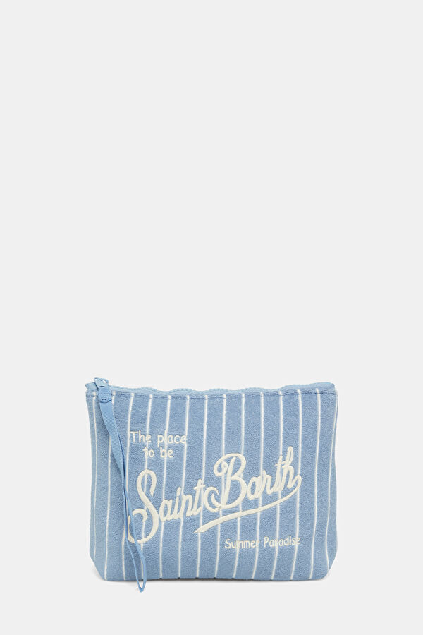 Aline Sponge Light Blue Striped Patterned Bag