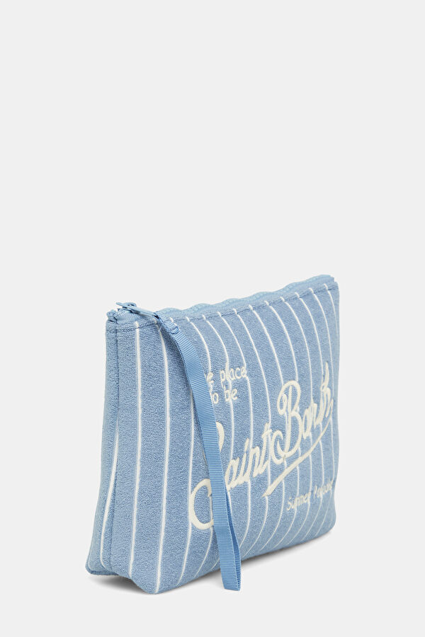 Aline Sponge Light Blue Striped Patterned Bag 2
