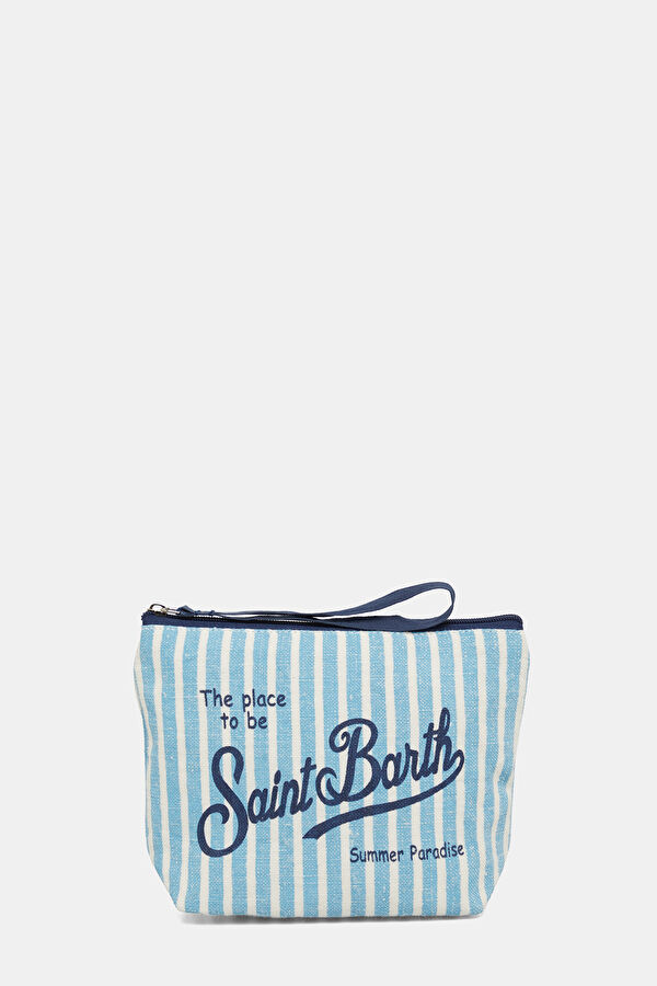 Aline Linen Light Blue Striped Bag