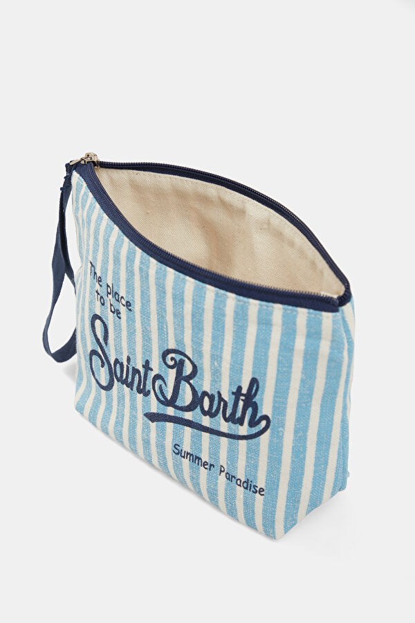 Aline Linen Light Blue Striped Bag 5