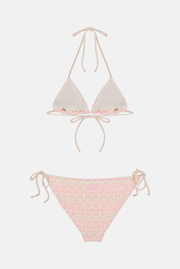 Açık Pembe Çizgili Bağcıklı Kadın Bikini 2