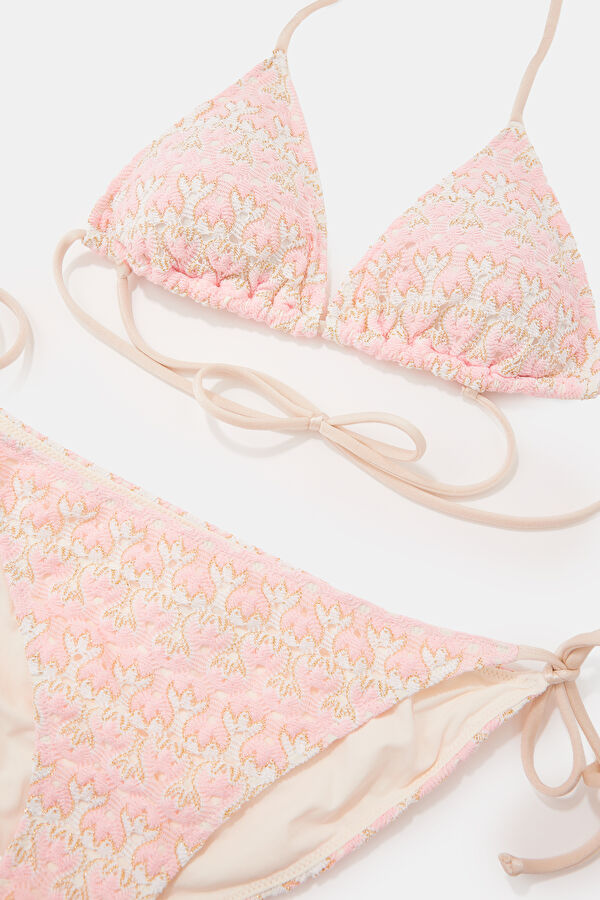 Açık Pembe Çizgili Bağcıklı Kadın Bikini 3