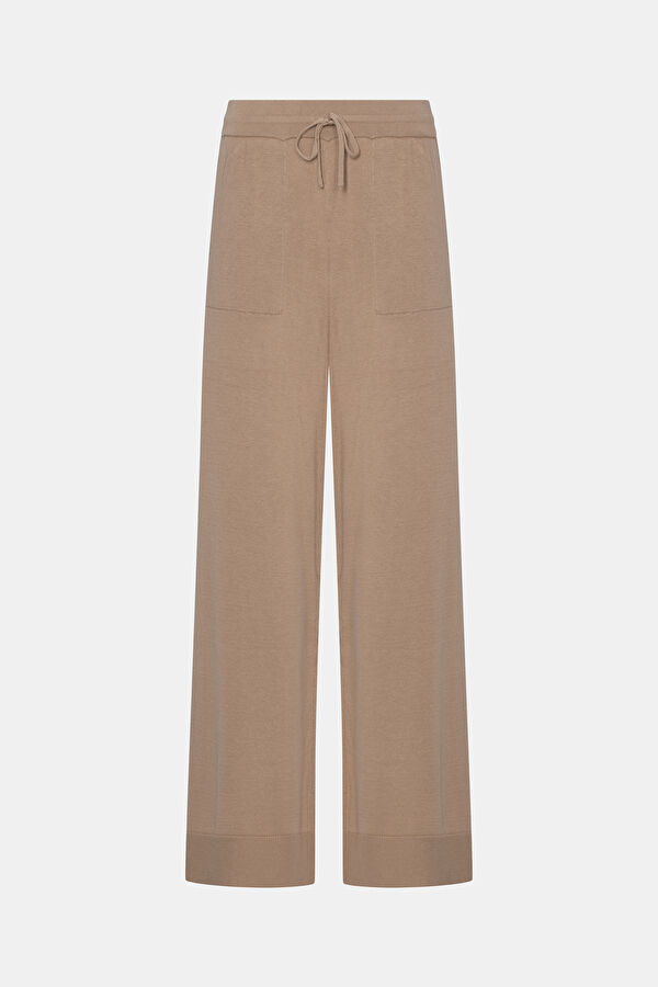 Bej Wide Leg Pamuk/Modal Kadın Pantolon