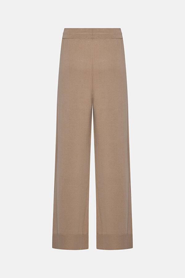 Bej Wide Leg Pamuk/Modal Kadın Pantolon 4