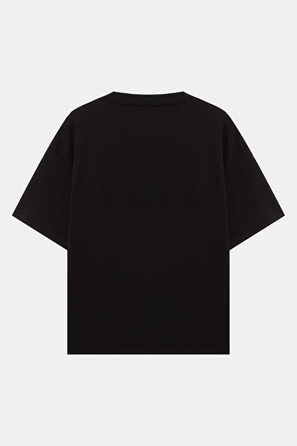Relax Fit Black Crew Neck Printed Men's T-Shirt 2