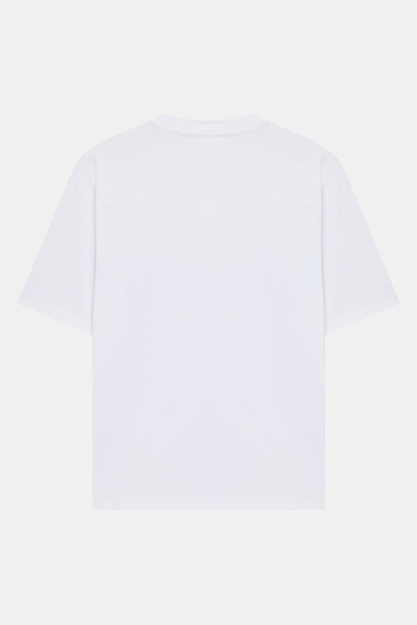 Relax Fit White Crew Neck Printed Men's T-Shirt 2