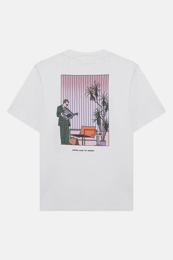 Relax Fit Ecru Crew Neck Printed Men's T-Shirt 2
