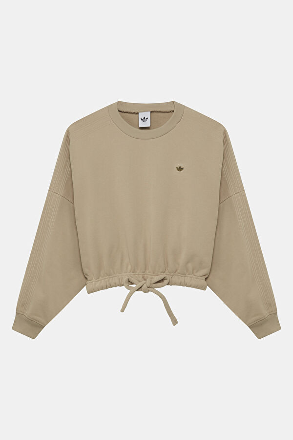 Açık Kahve Bisiklet Yaka Kadın Sweatshirt