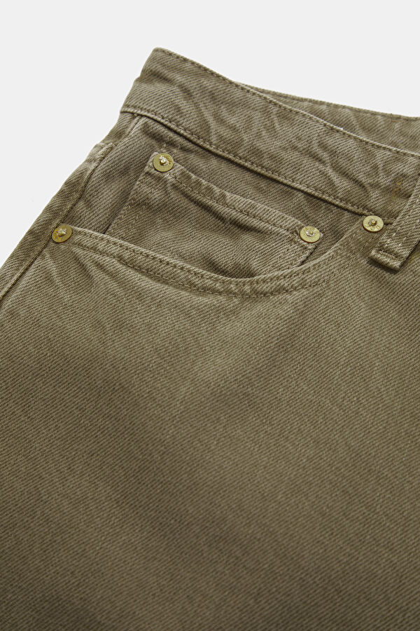 Relax Fit Beige Straight Leg Men's Jeans 4