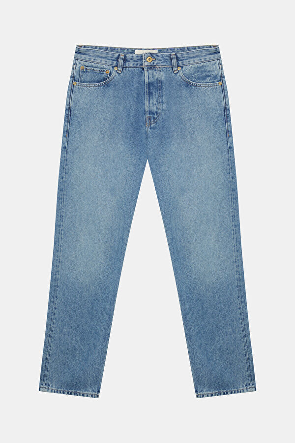Relax Kalıp İndigo Slim Fit Liyosel Pamuk Erkek Jean Pantolon