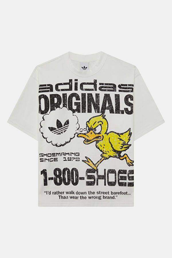 Duck Gfx  Relax Kalıp Beyaz Bisiklet Yaka Baskılı Erkek T-Shirt