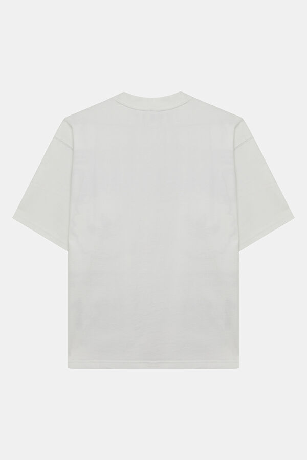 Duck Gfx  Relax Kalıp Beyaz Bisiklet Yaka Baskılı Erkek T-Shirt 2