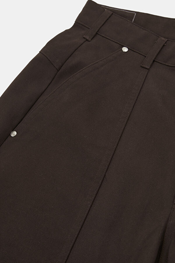 Relax Kalıp Koyu Kahve Wide Leg Erkek Pantolon 4
