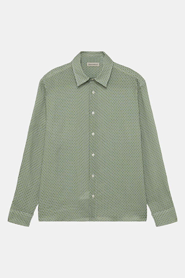 Relax Fit Green Patterned Men's Shirt