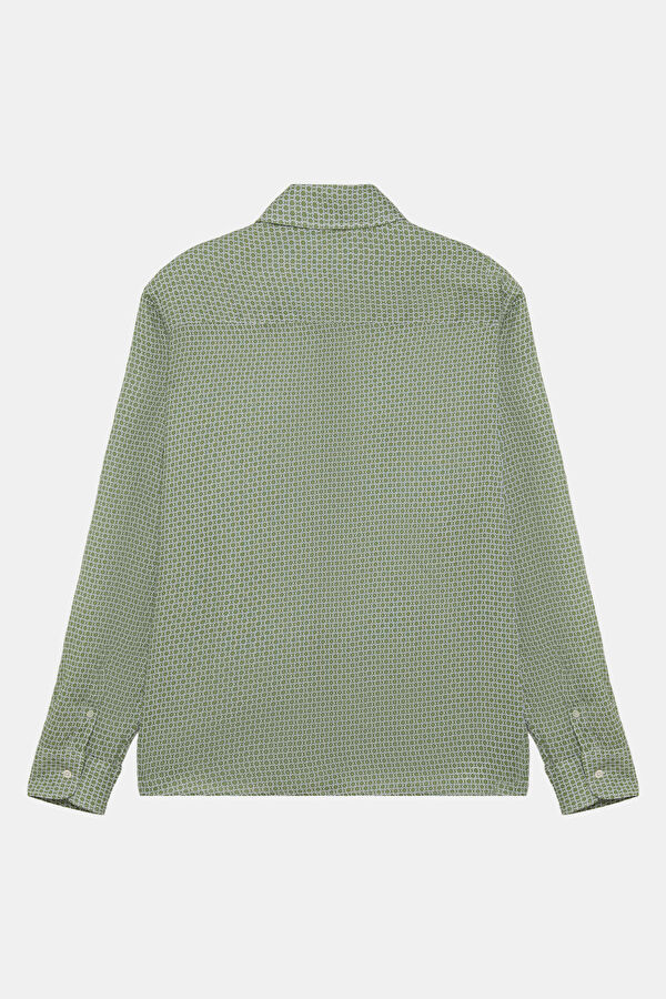 Relax Fit Green Patterned Men's Shirt 2
