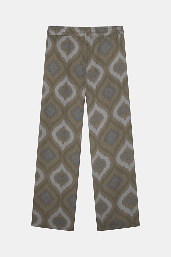 Relax Fit Khaki Straight Leg Linen Men's Trousers 2