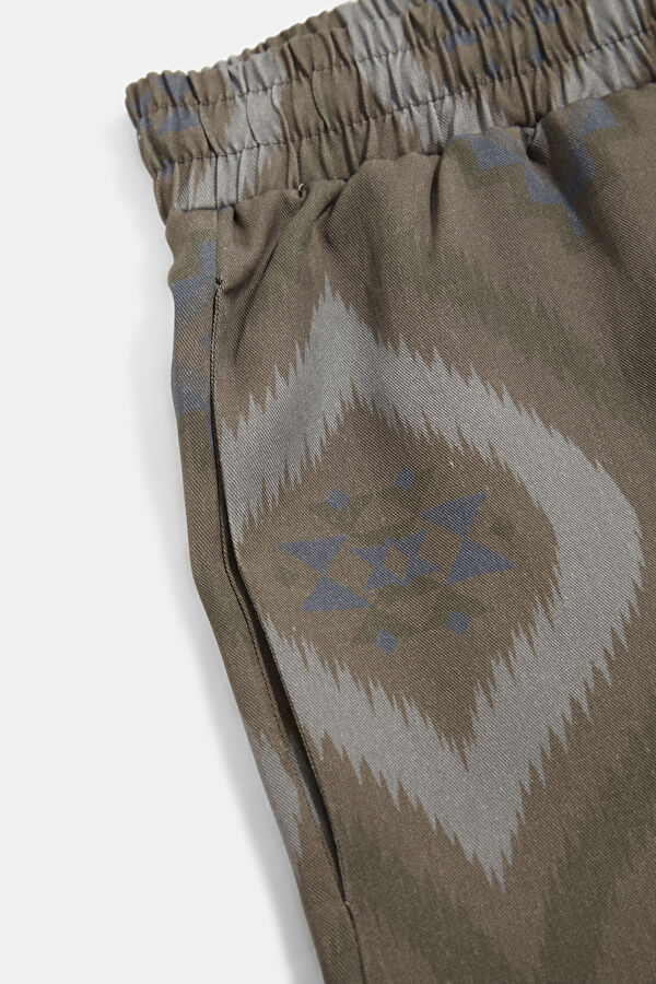 Relax Fit Khaki Straight Leg Linen Men's Trousers 4