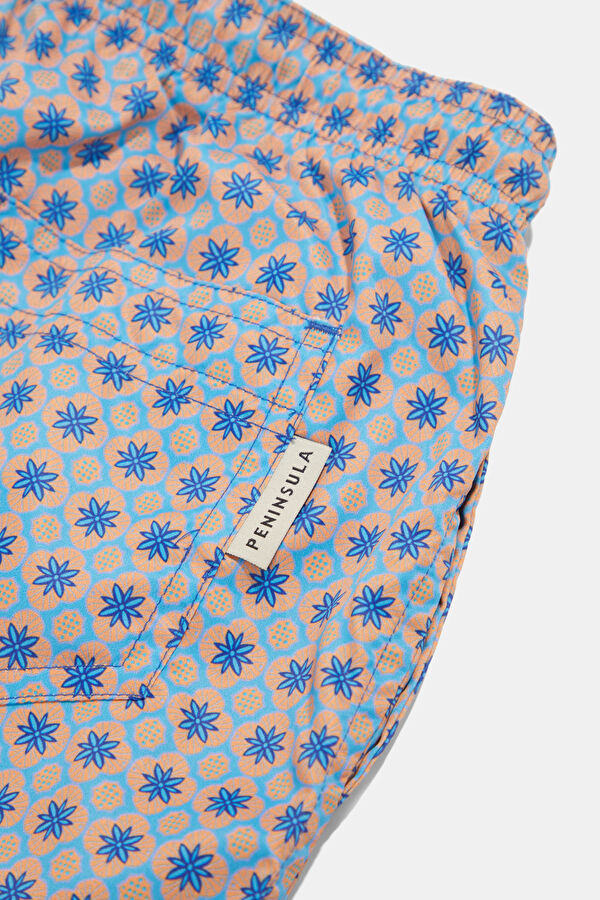 Men's Swimsuit with Multicolored Pattern and Elastic Waistband 5