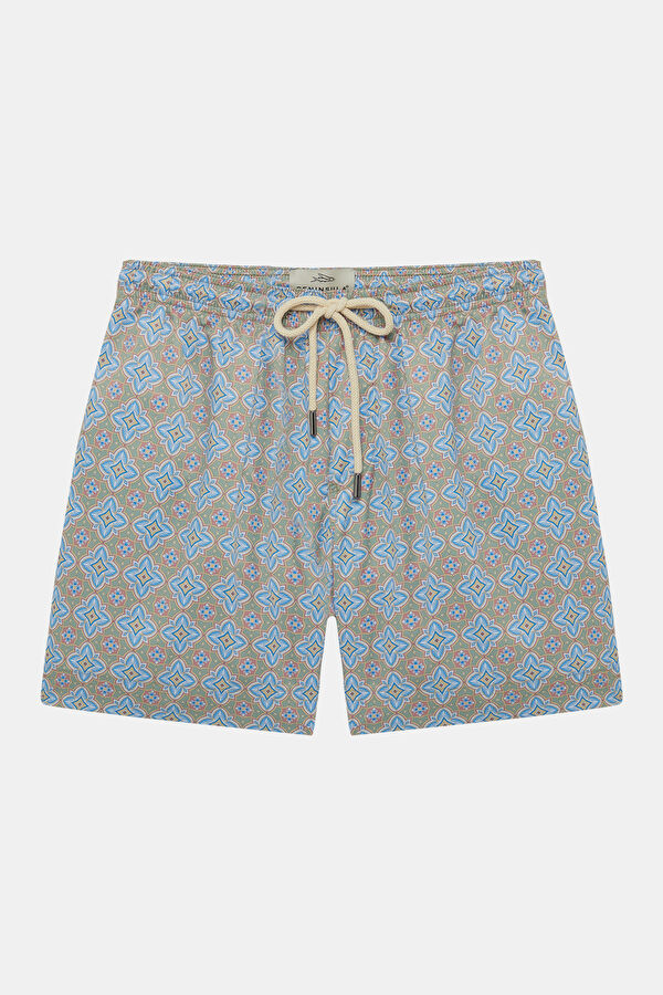 Multicolored Patterned Elastic Men's Swimsuit