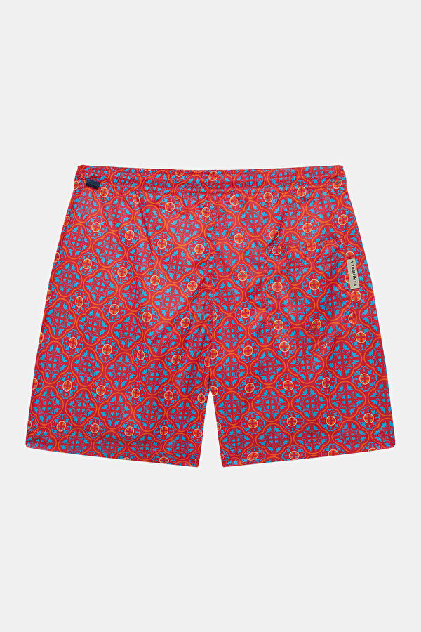 Red Patterned Elastic Men's Swimsuit 2