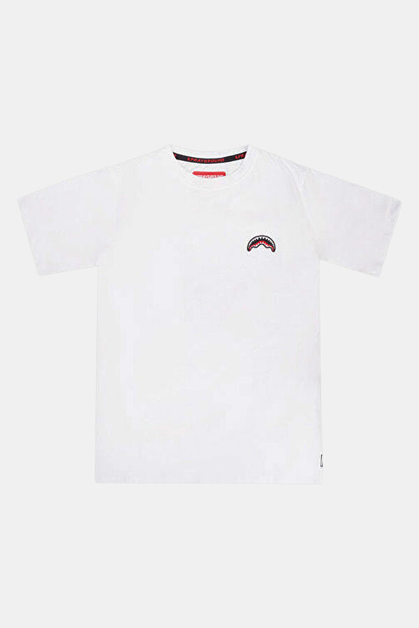Beyaz Bisiklet Yaka Baskılı Çocuk T-Shirt